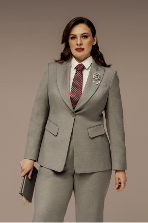 Жакет однобортный с прямыми брюками