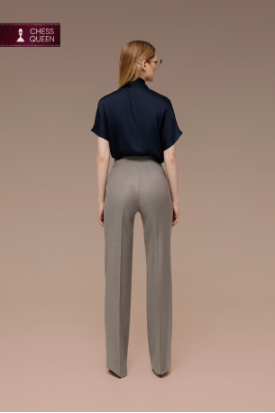 Блуза с бантом с прямыми брюками Блуза с бантом с прямыми брюками