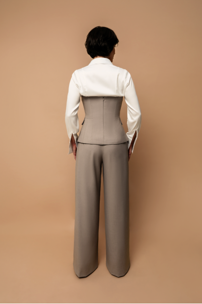 Брюки палаццо цвета шамуа